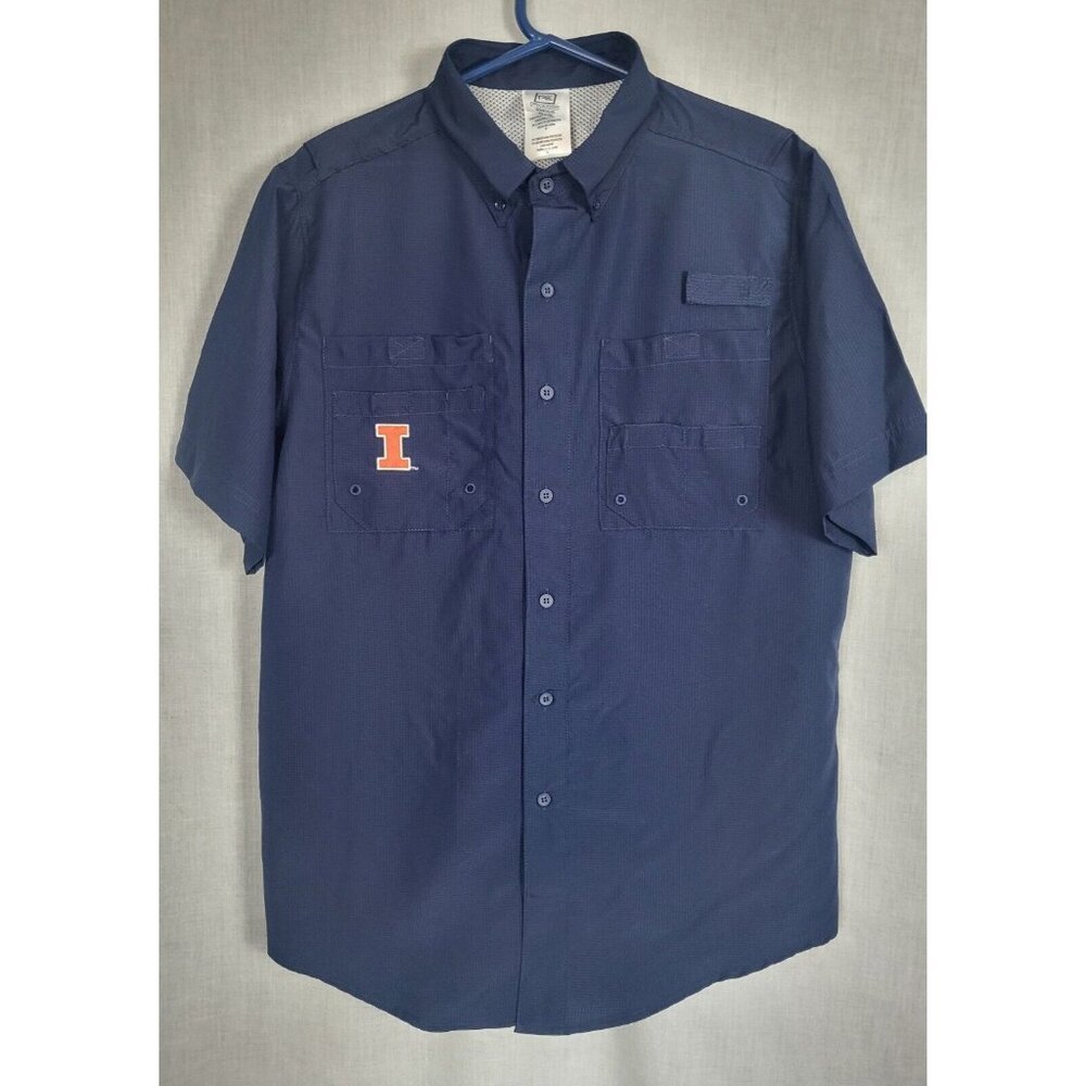 Illinois Fighting Illini Mens M button down Shirt College NWT Pockets Pro Edge